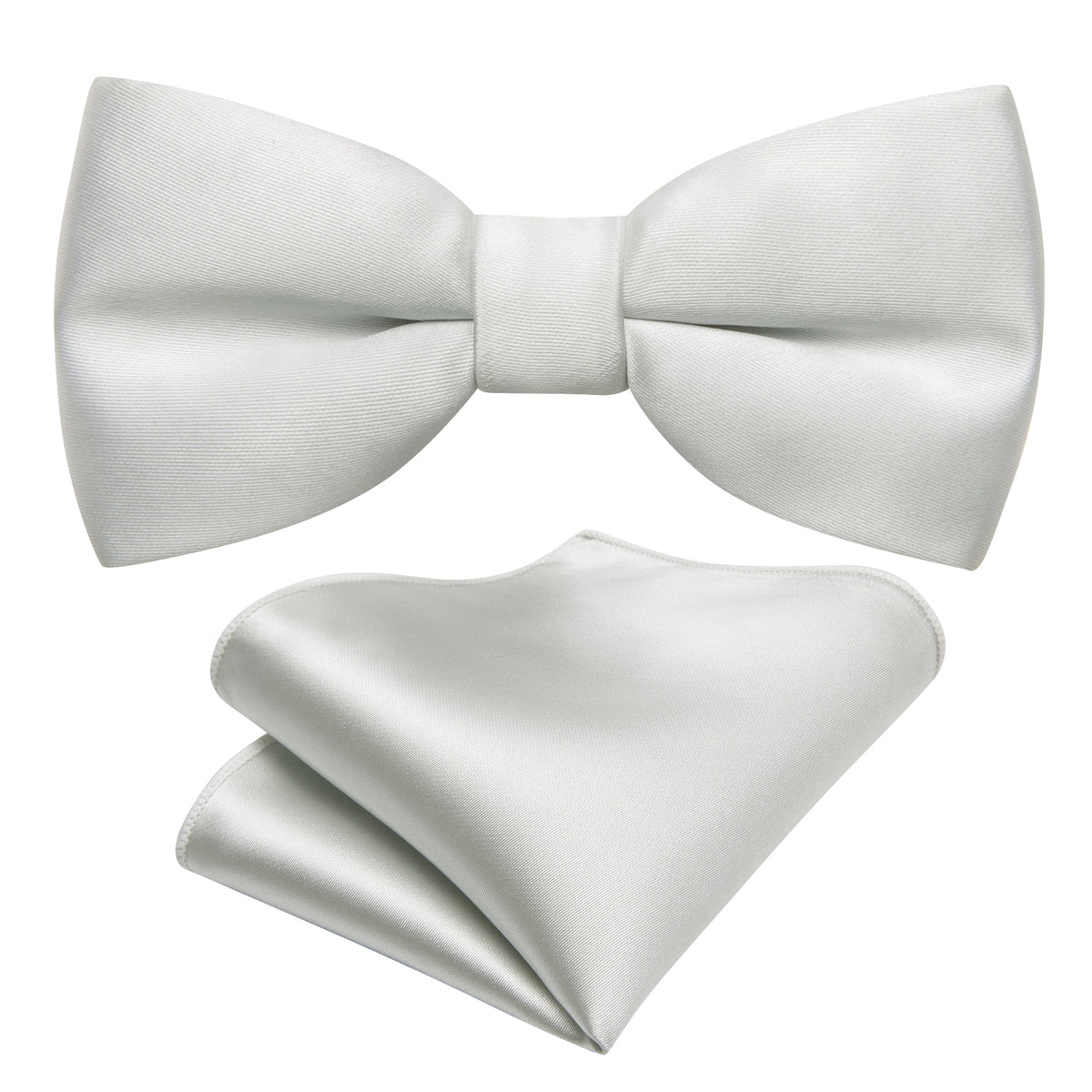 Grey White Solid Kids Bow Tie Set - GentCrest - View 5