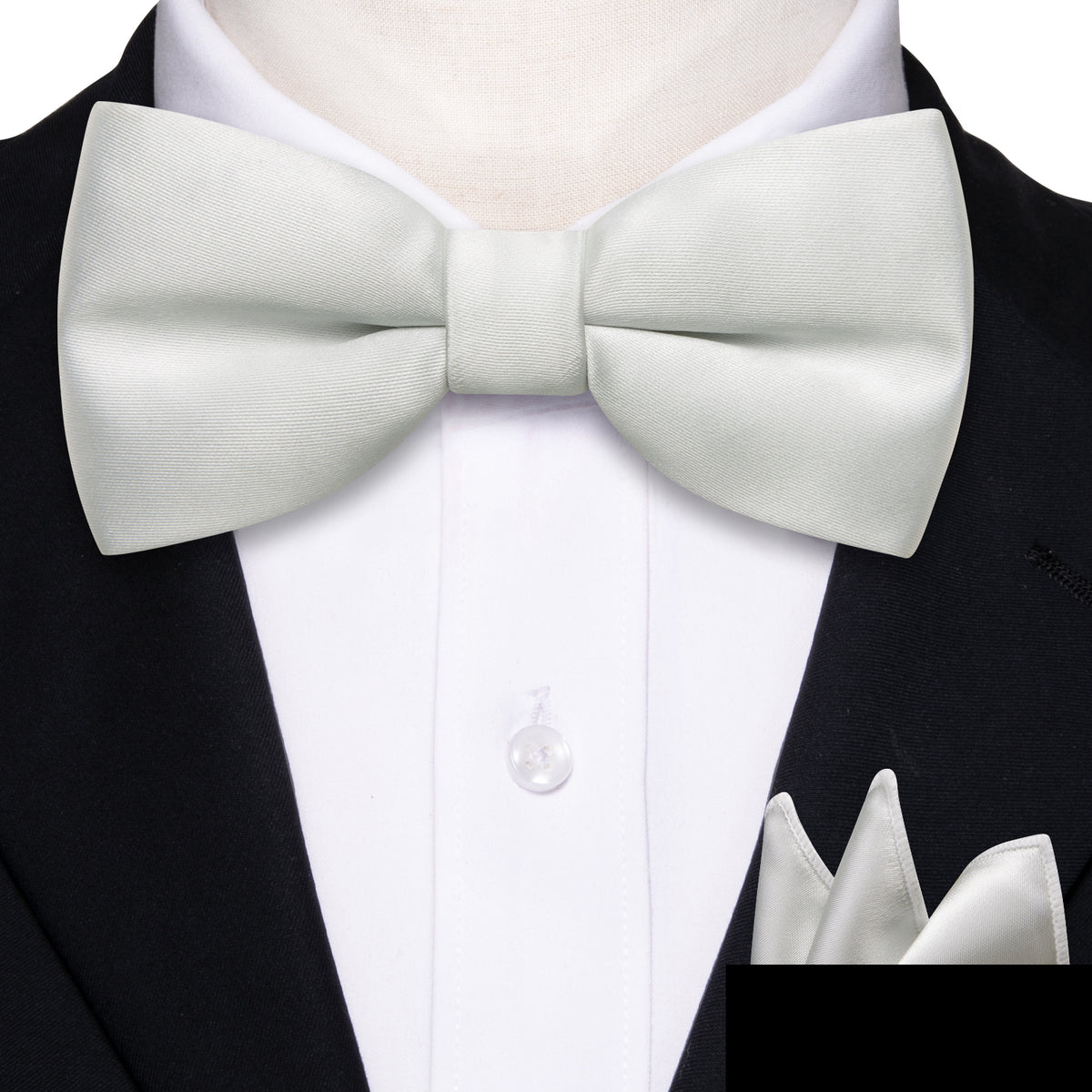 Grey White Solid Kids Bow Tie Set - GentCrest - View 6