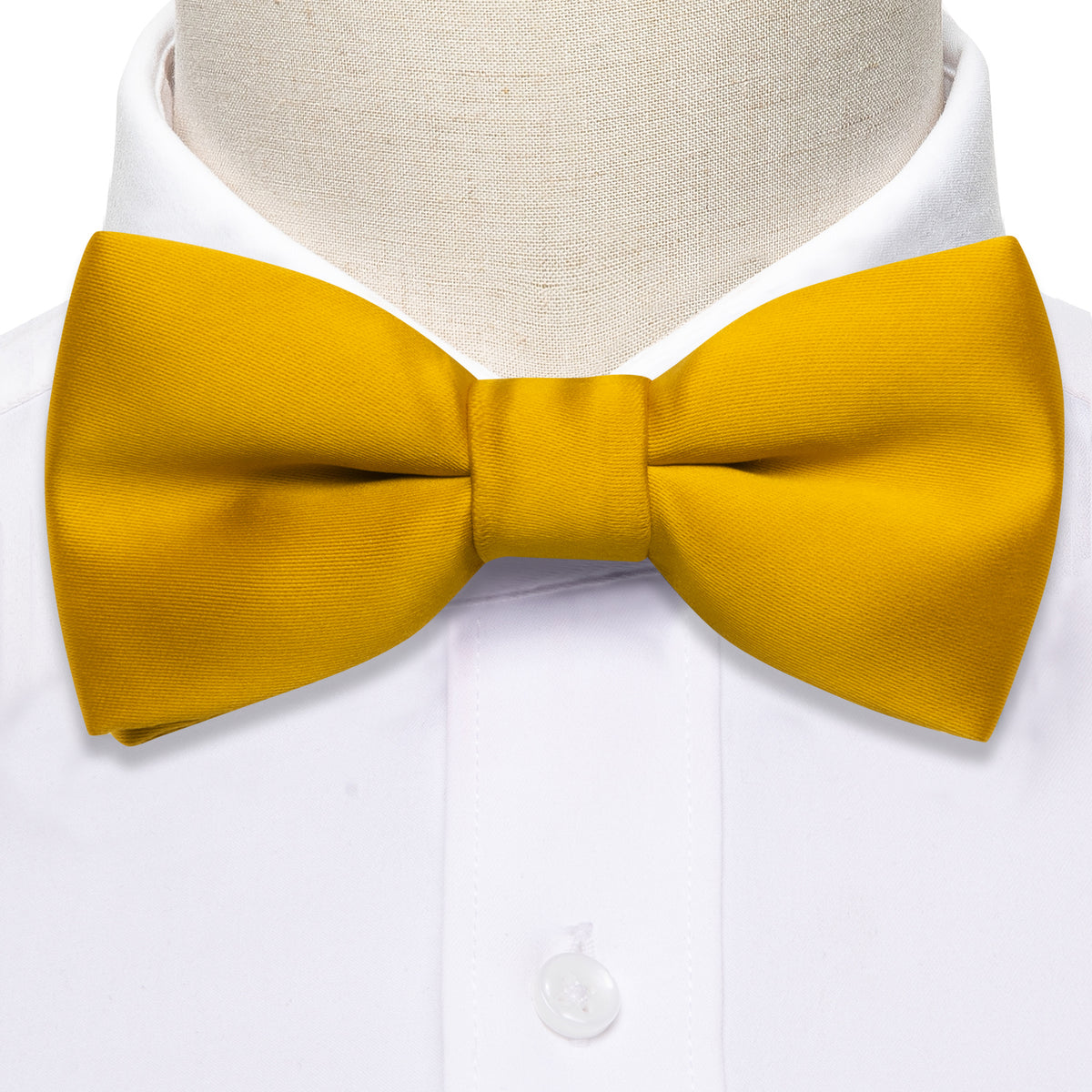 Golden Yellow Solid Kids Bow Tie Set - GentCrest - View 4