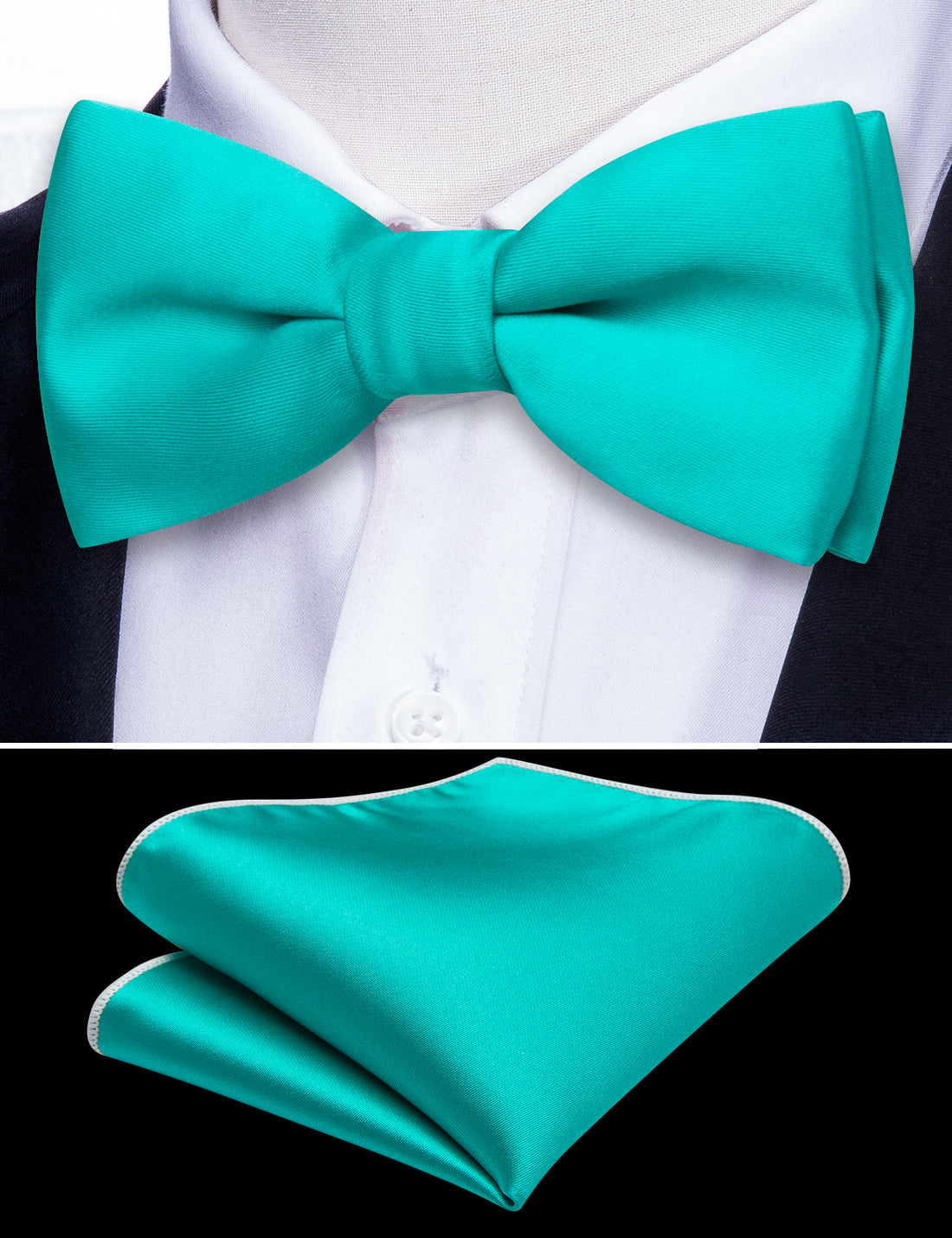 Aqua Solid Kids Bow Tie Set - GentCrest - View 4