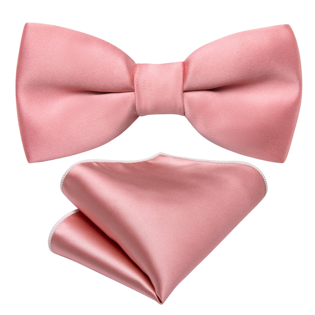 Light Coral Solid Kids Bow Tie Set - GentCrest - View 5