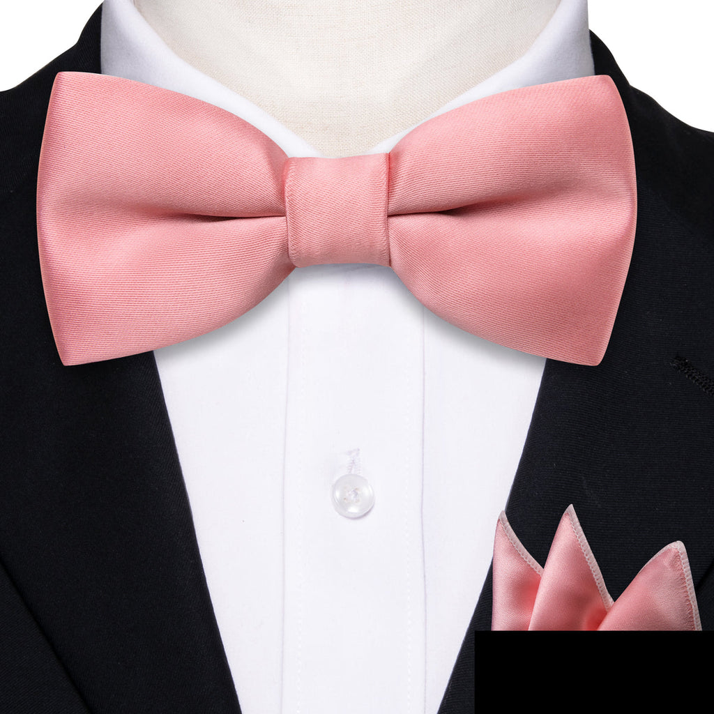 Light Coral Solid Kids Bow Tie Set - GentCrest - View 6