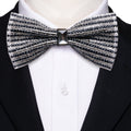 Black White Shining Rhinestones Wedding Bow Tie Set - GentCrest