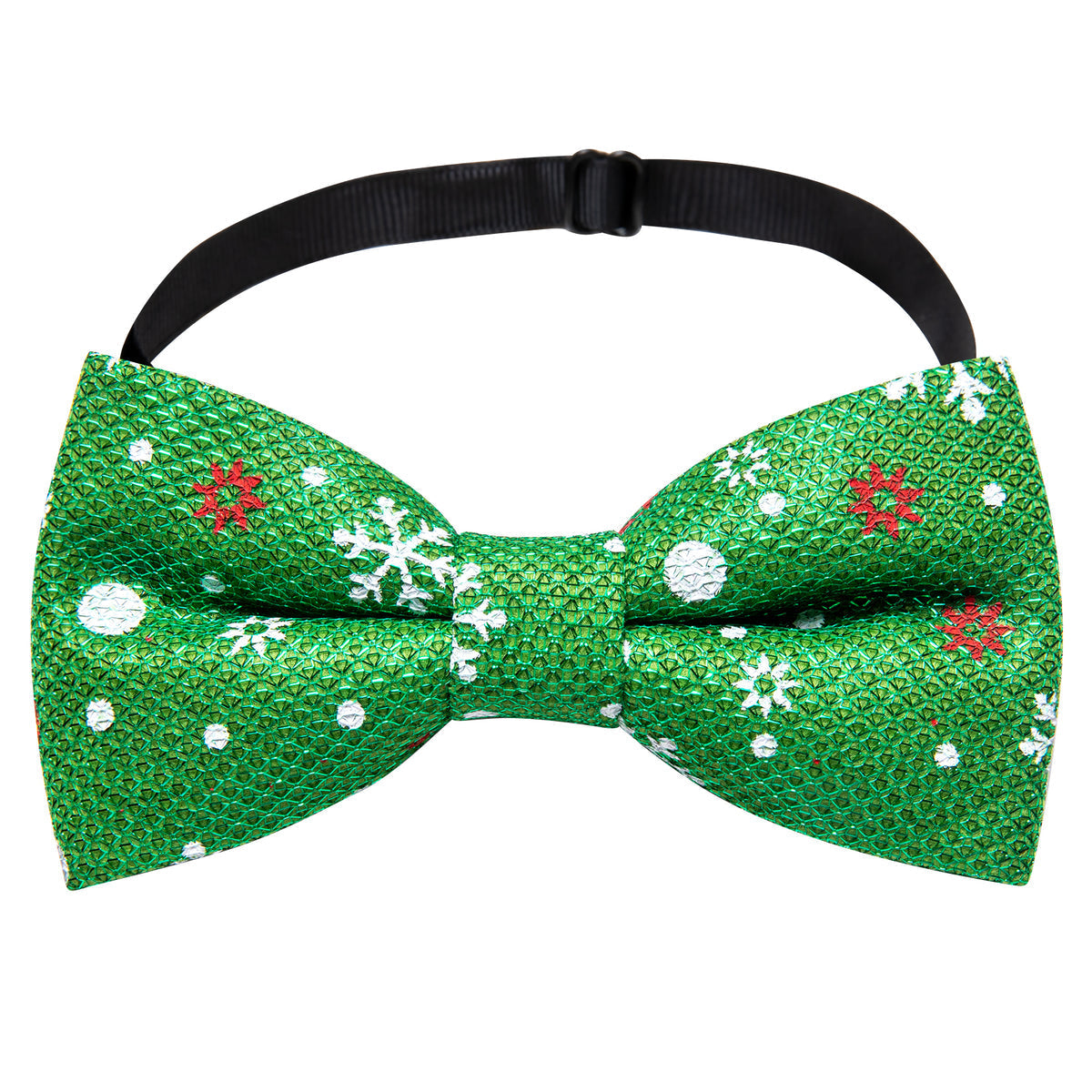 Green White Printed Christmas Element Bow Tie Set - GentCrest - View 3