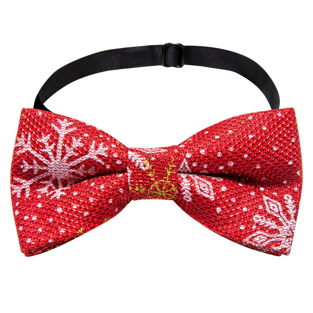 Red White Floral Silk Christmas Bow Tie Set - GentCrest - View 4