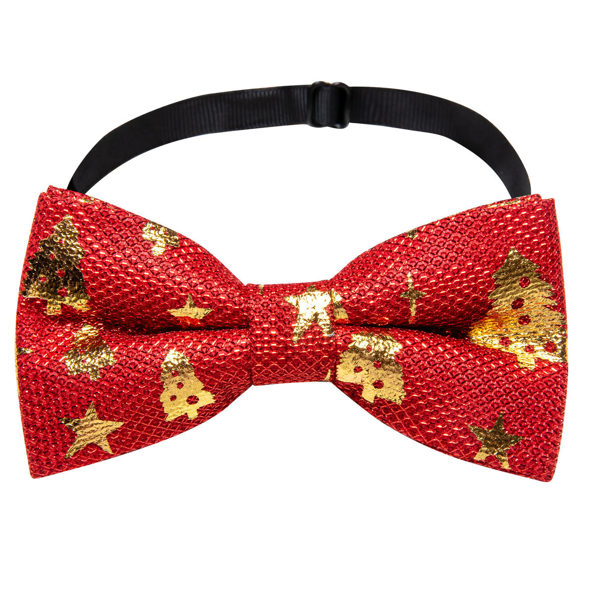 Red Gold Christmas Tree Bow Tie Set - GentCrest - View 4