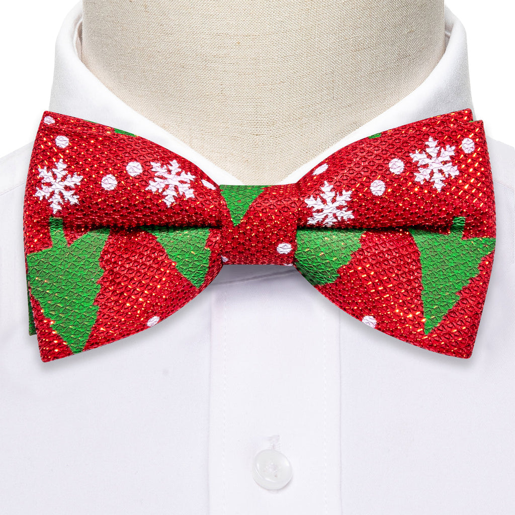 Red Green Christmas Tree Bow Tie Set - GentCrest - View 3