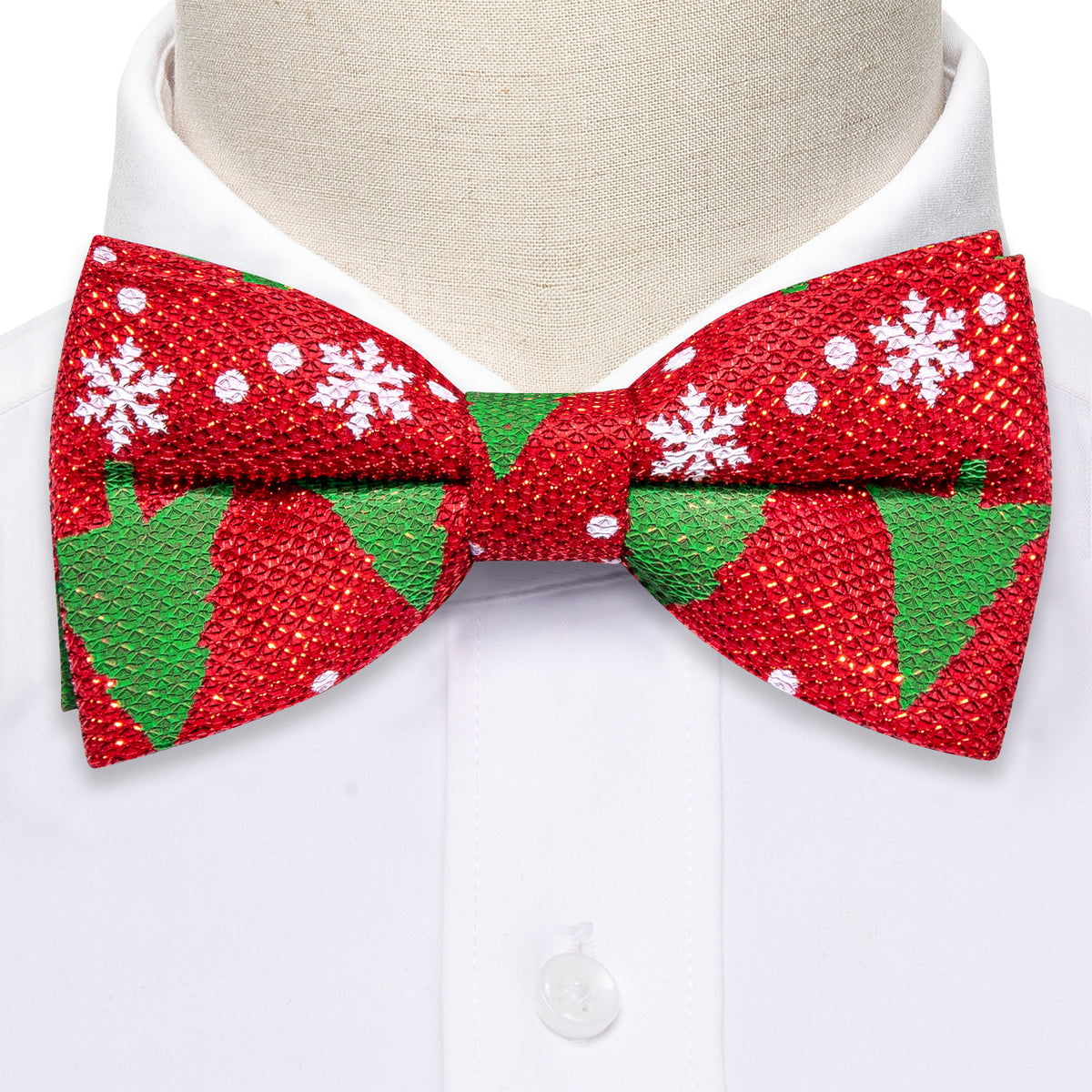 Red Green Christmas Tree Bow Tie Set - GentCrest - View 3