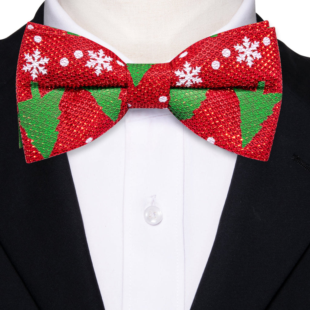 Red Green Christmas Tree Bow Tie Set - GentCrest