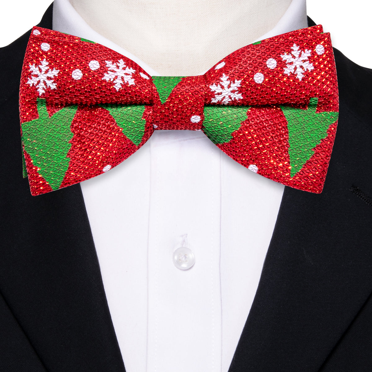 Red Green Christmas Tree Bow Tie Set - GentCrest