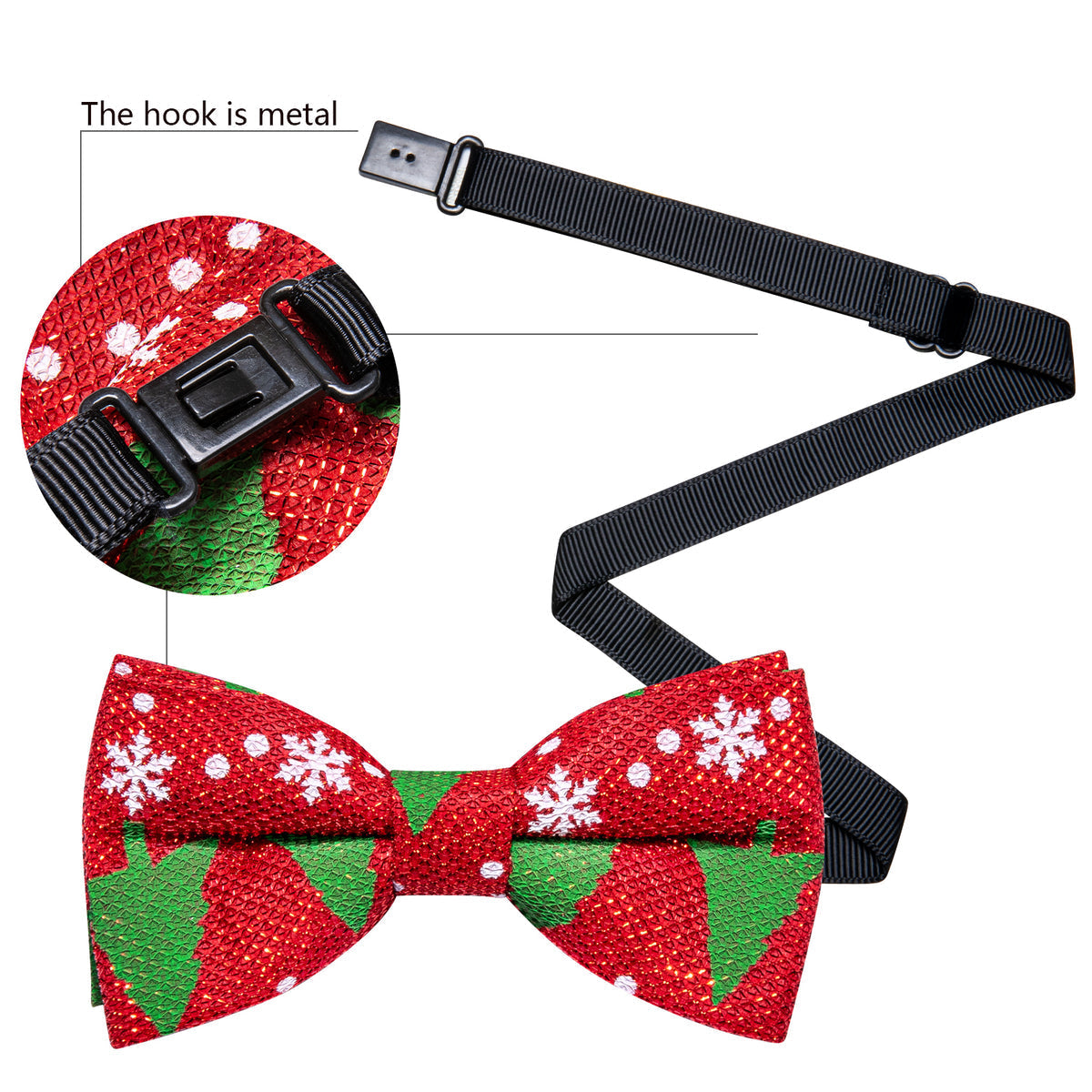 Red Green Christmas Tree Bow Tie Set - GentCrest - View 5