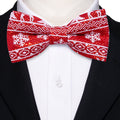 Red White Christmas Silk Fashion Bow Tie Set - GentCrest