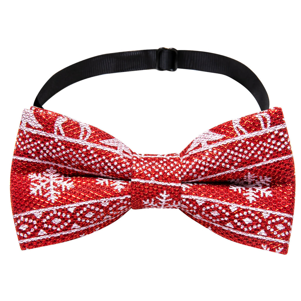 Red White Christmas Silk Fashion Bow Tie Set - GentCrest - View 4