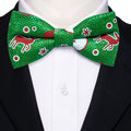 Green Brown Elk Silk Christmas Bow Tie Set - GentCrest