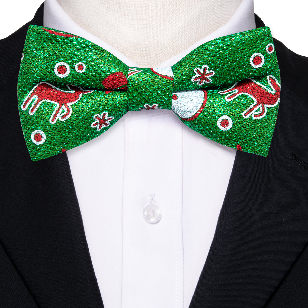 Green Brown Elk Silk Christmas Bow Tie Set - GentCrest