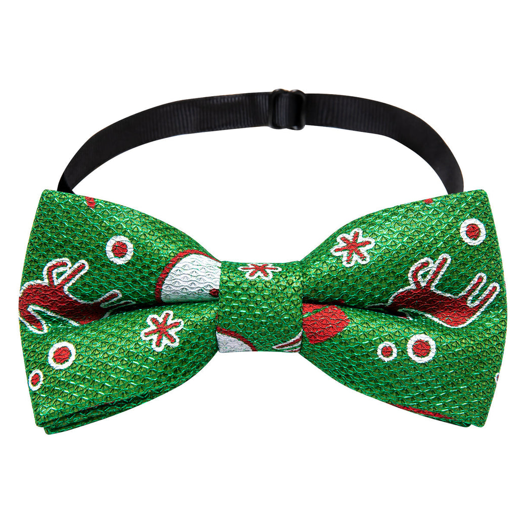 Green Brown Elk Silk Christmas Bow Tie Set - GentCrest - View 4