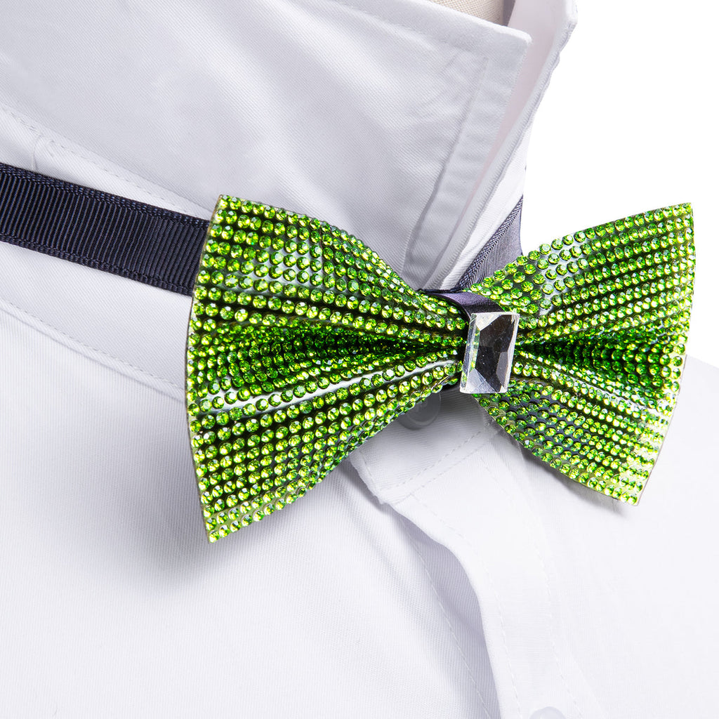 Green Shining Rhinestones Bow Tie Set - GentCrest - View 2