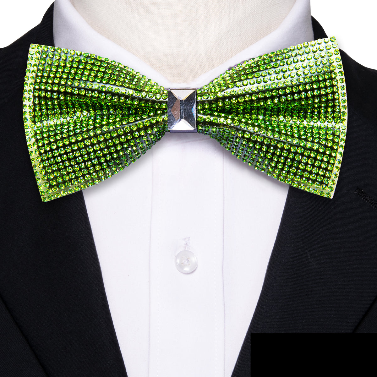 Green Shining Rhinestones Bow Tie Set - GentCrest - View 3
