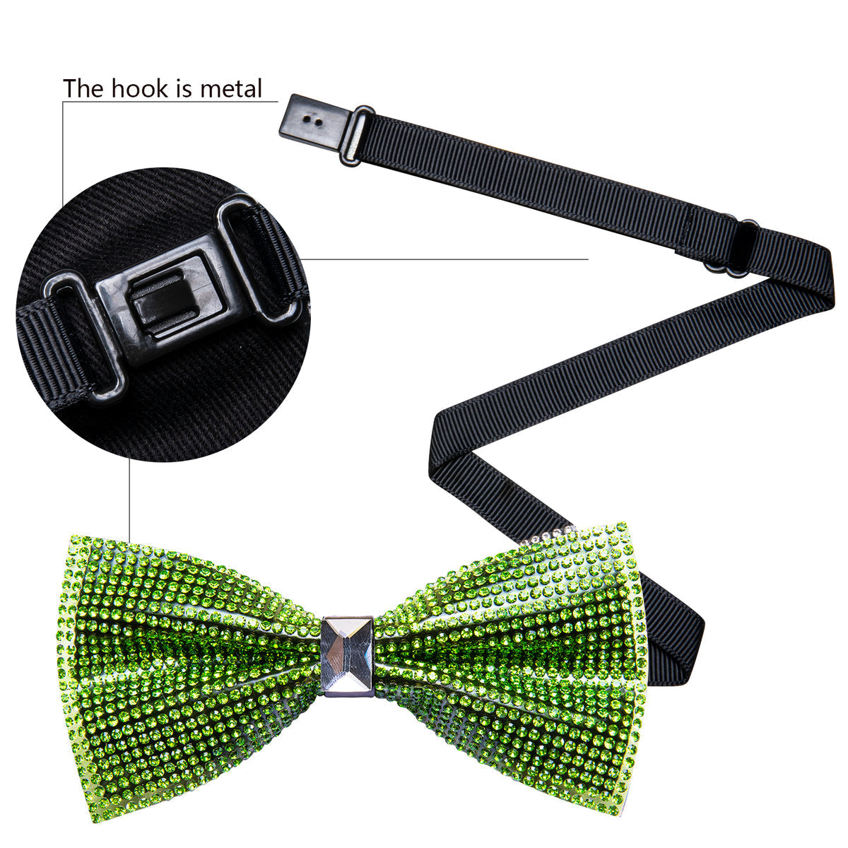 Green Shining Rhinestones Bow Tie Set - GentCrest - View 4