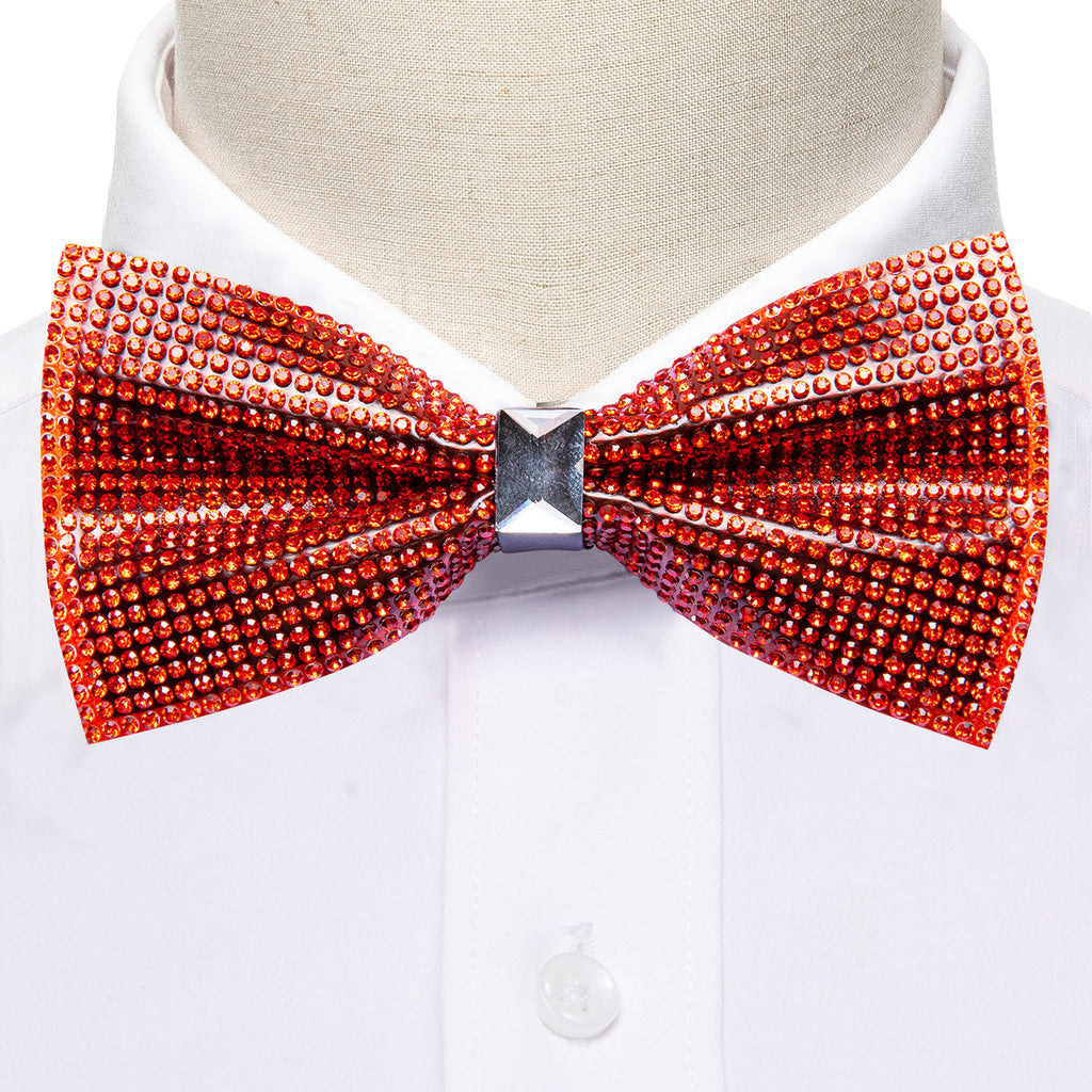 Red Shining Rhinestones Bow Tie Set - GentCrest