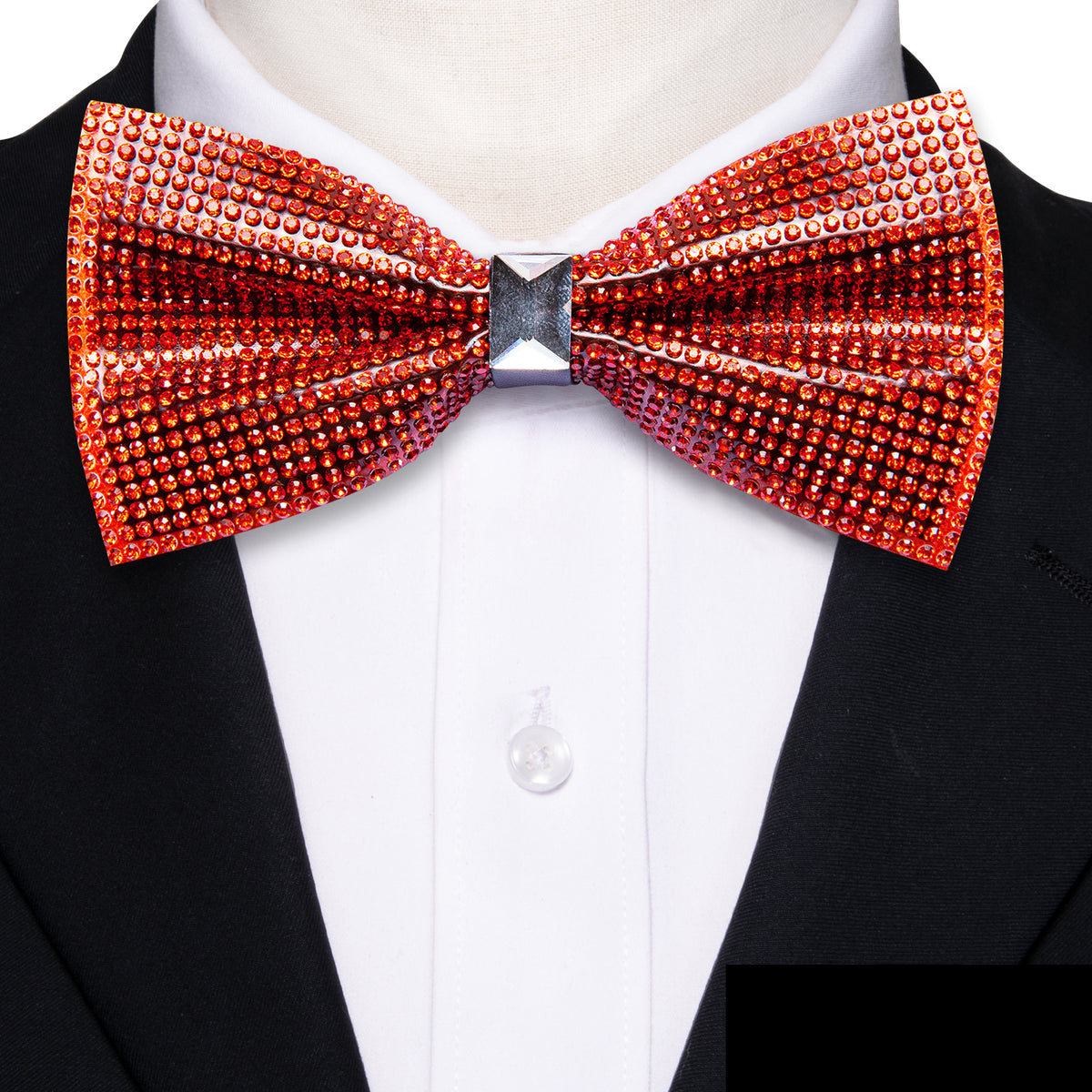Red Shining Rhinestones Bow Tie Set - GentCrest - View 2