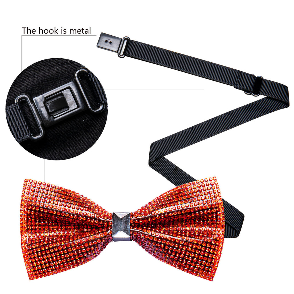 Red Shining Rhinestones Bow Tie Set - GentCrest - View 3