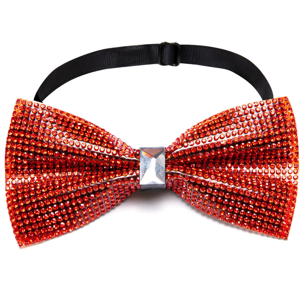 Red Shining Rhinestones Bow Tie Set - GentCrest - View 4