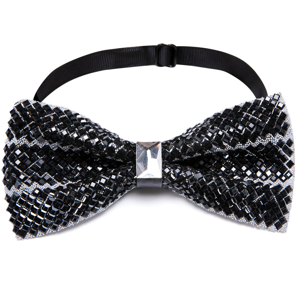 Black Shining Rhinestones Bow Tie Set - GentCrest - View 4