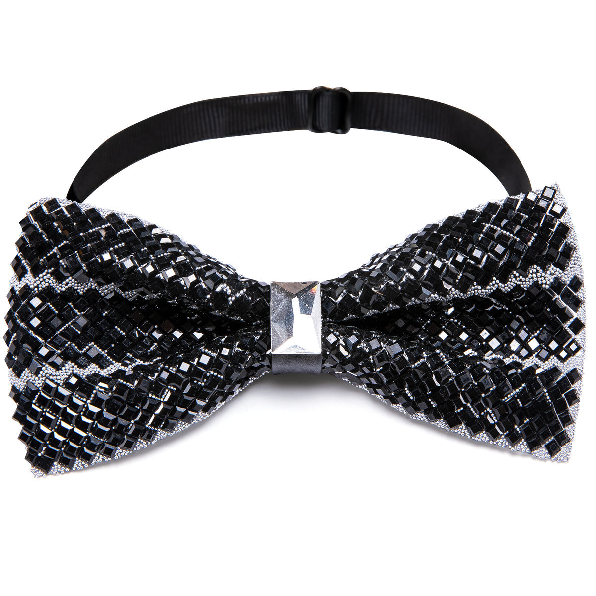 Black Shining Rhinestones Bow Tie Set - GentCrest - View 4