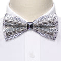 White Rhinestones Shining Bow Tie Set - GentCrest