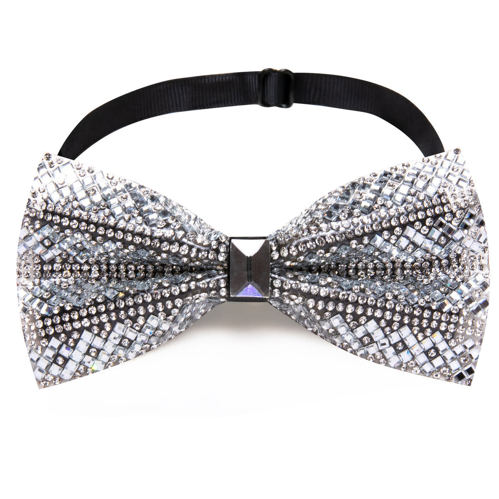 White Rhinestones Shining Bow Tie Set - GentCrest - View 4