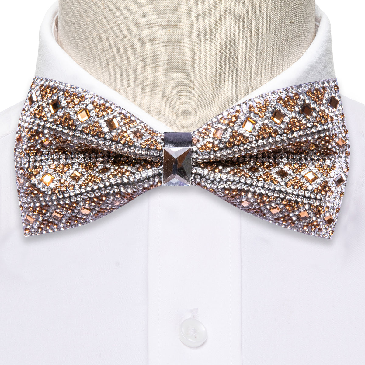 Brown Rhinestones Shining Bow Tie Set - GentCrest