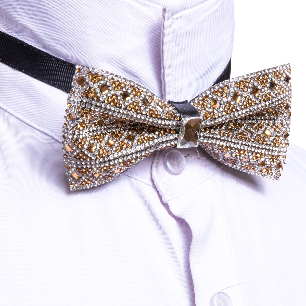 Brown Rhinestones Shining Bow Tie Set - GentCrest - View 2
