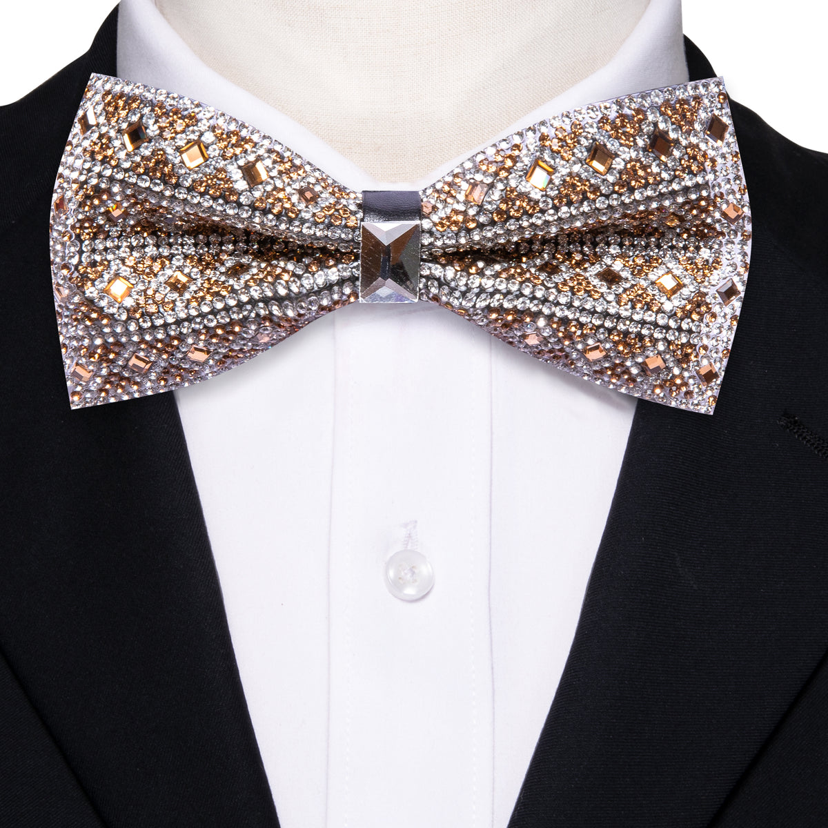 Brown Rhinestones Shining Bow Tie Set - GentCrest - View 5