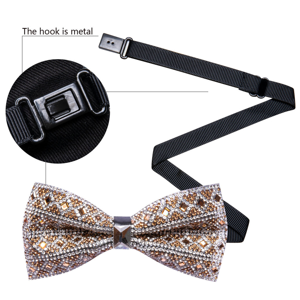 Brown Rhinestones Shining Bow Tie Set - GentCrest - View 4