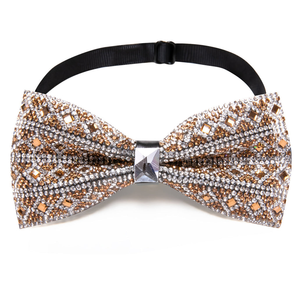 Brown Rhinestones Shining Bow Tie Set - GentCrest - View 3