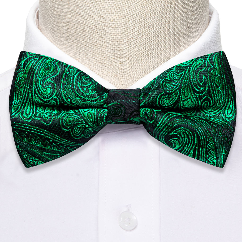 Green Paisley Bow Tie Set - GentCrest - View 3