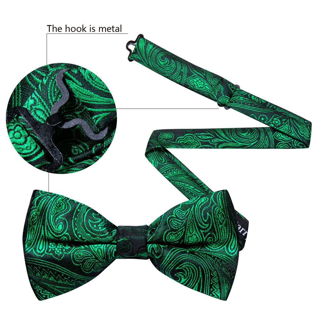 Green Paisley Bow Tie Set - GentCrest - View 6