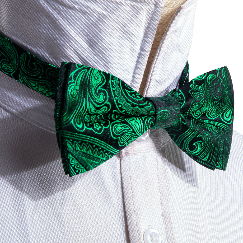 Green Paisley Bow Tie Set - GentCrest - View 2