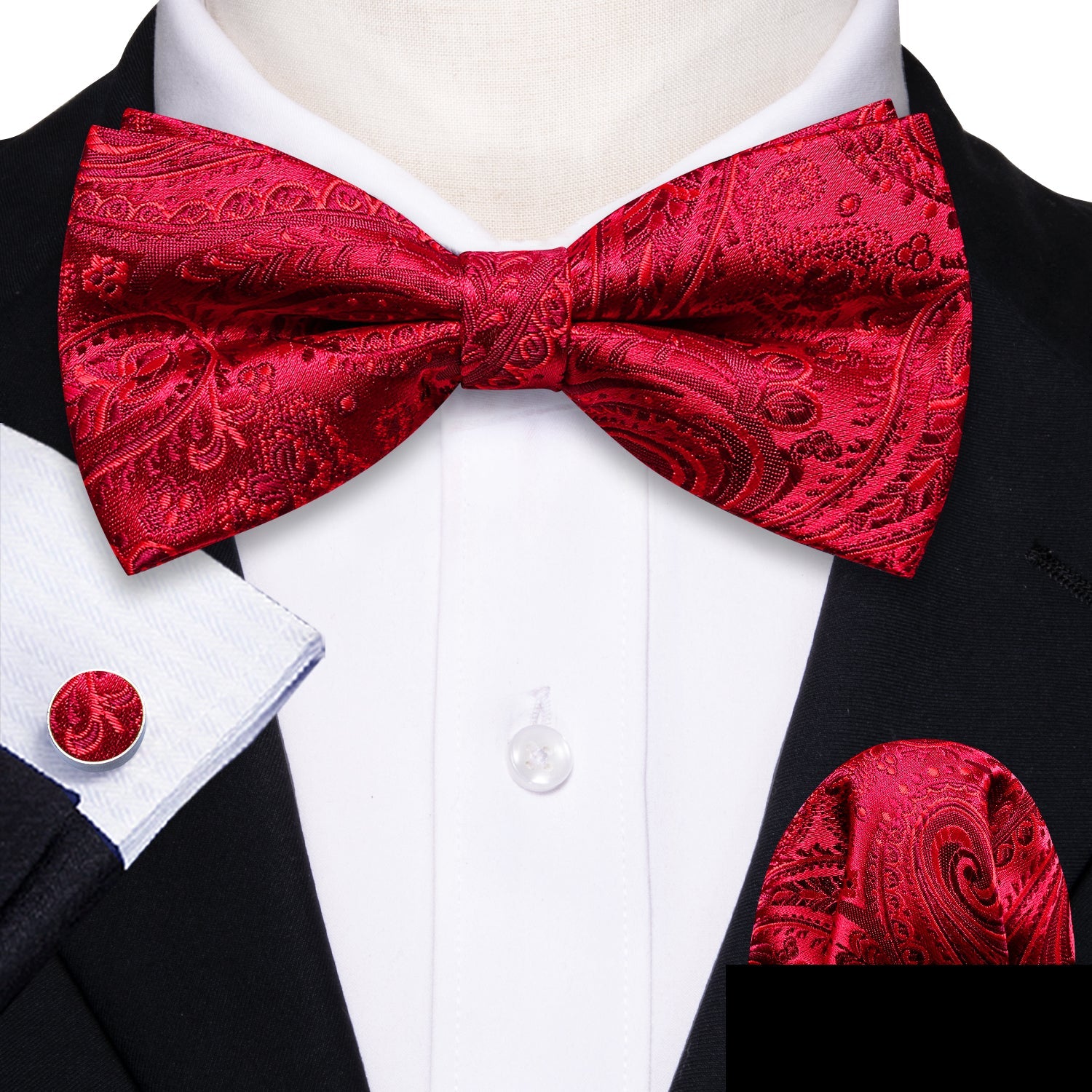 GentCrest Red Paisley Bowtie Set - Image 1