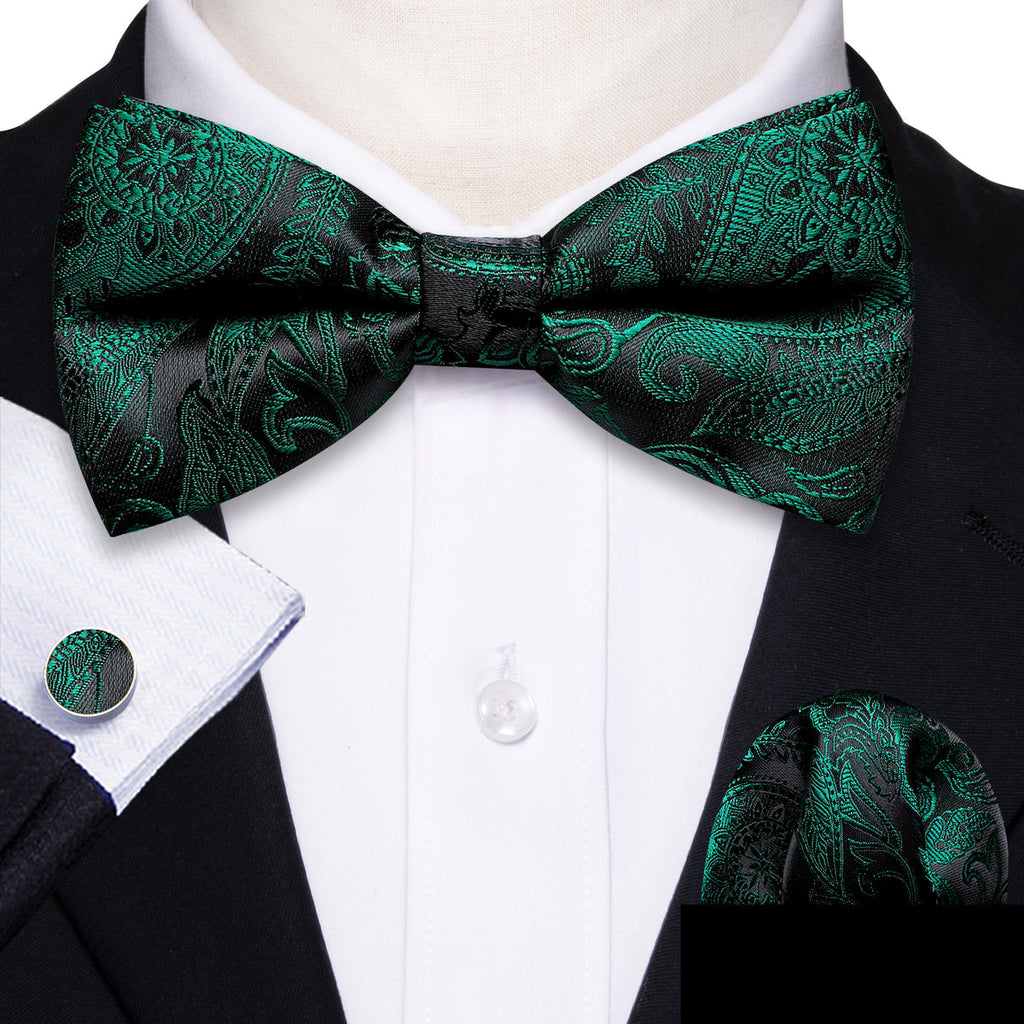GentCrest Black Paisley Bow Ties - Image 1