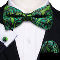 Green Paisley Bow Tie Set - GentCrest