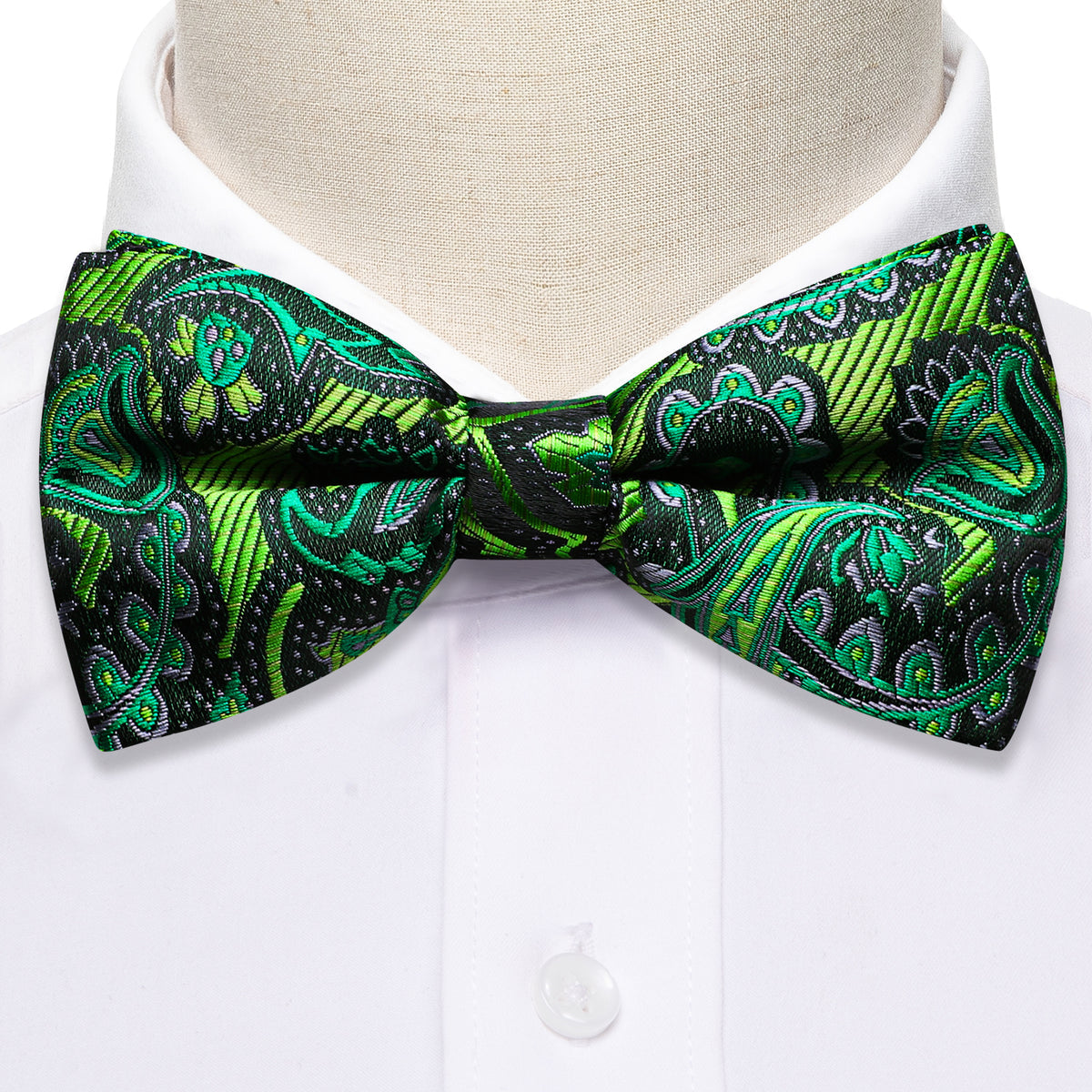 Green Paisley Bow Tie Set - GentCrest - View 3