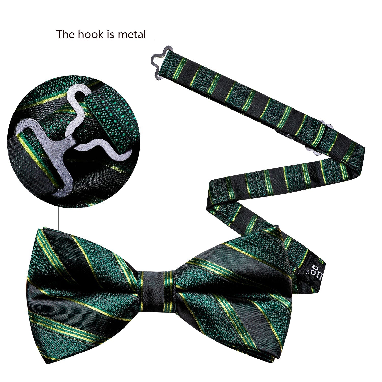 GentCrest Green Striped Bowtie Set - Image 3