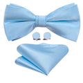 Blue Solid Bow Tie Set - GentCrest