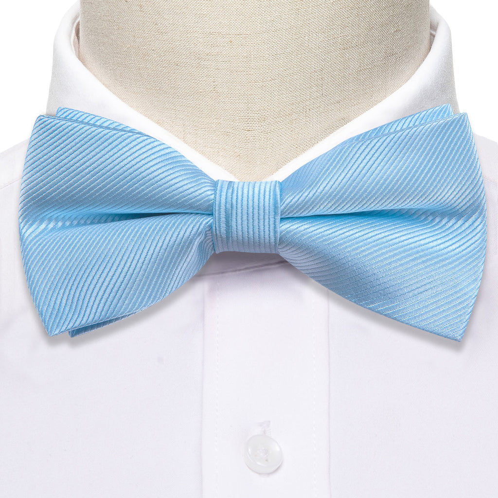 Blue Solid Bow Tie Set - GentCrest - View 3