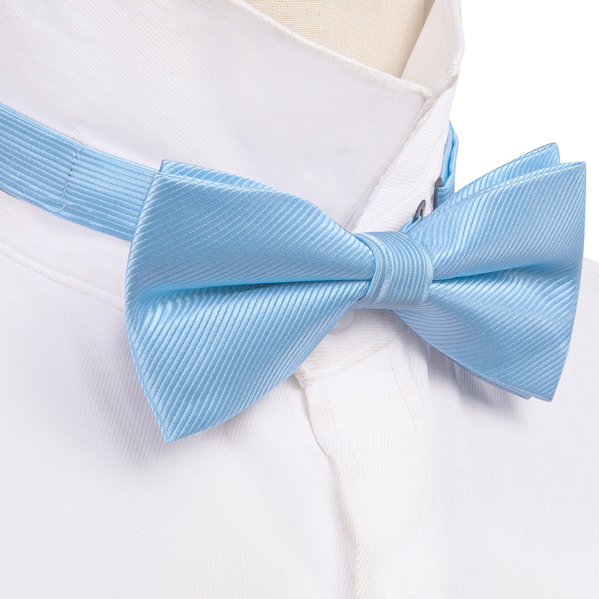Blue Solid Bow Tie Set - GentCrest - View 4