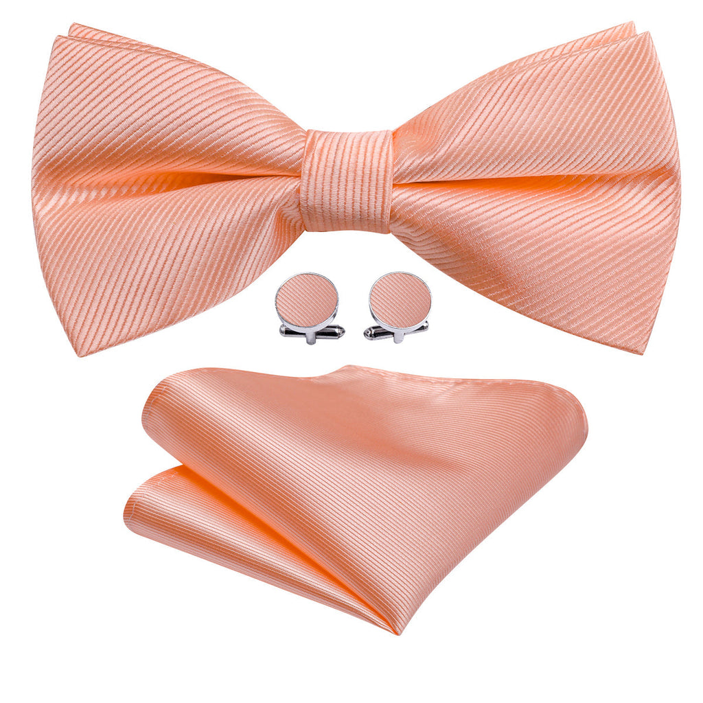 Pale Orange Solid Bow Tie Set - GentCrest