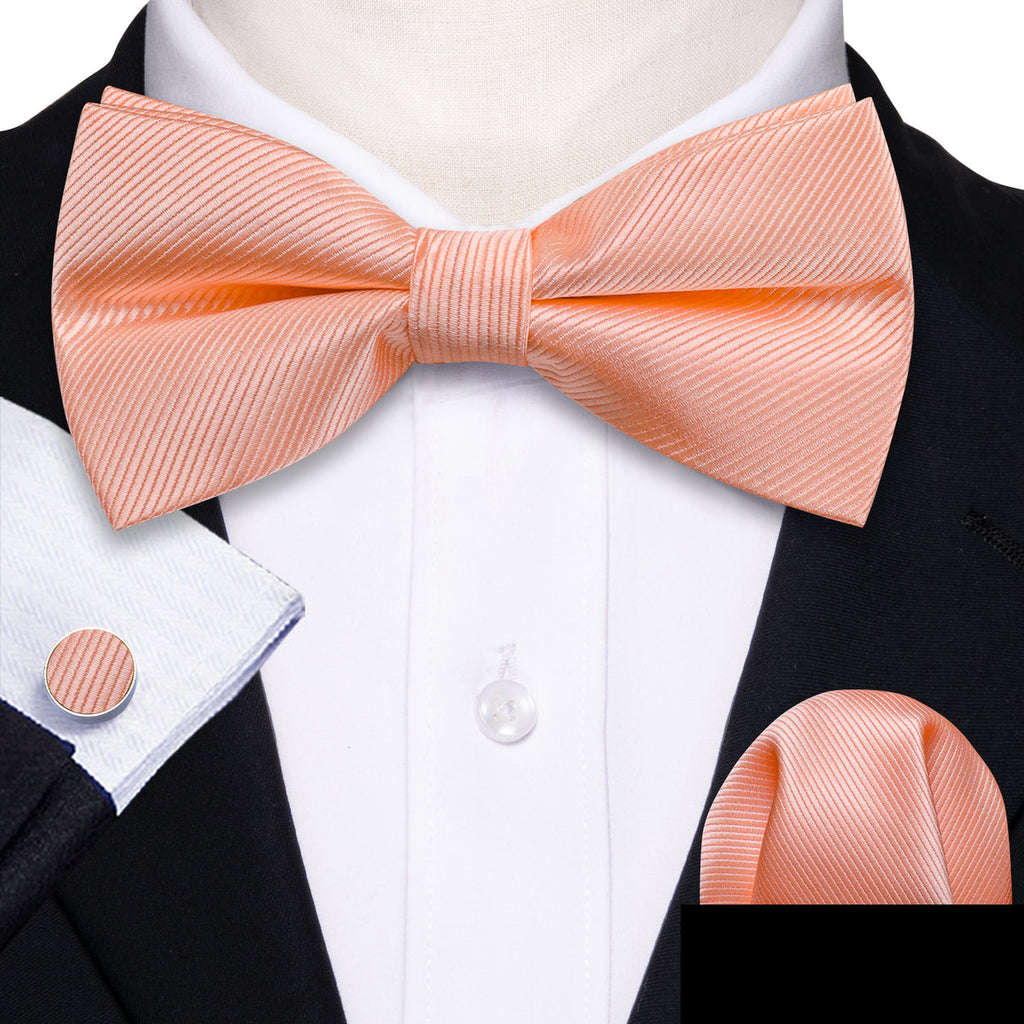 Pale Orange Solid Bow Tie Set - GentCrest - View 2
