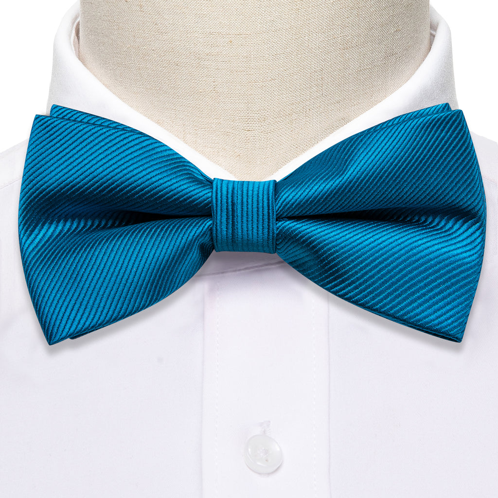 Sky Blue Solid Bow Tie Set - GentCrest - View 3